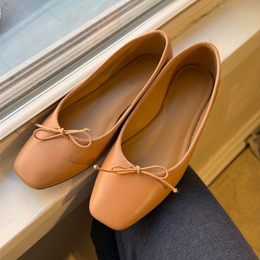 MADEWELL NUDE LEATHER BALLET FLATS
